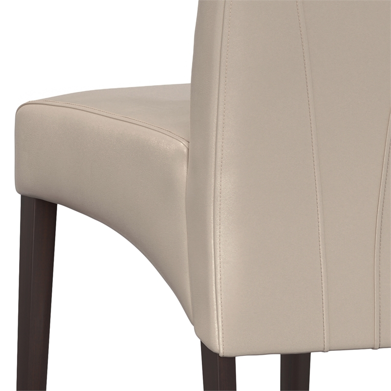 Avalon Transitional Deluxe Parson Dining Chair (2pc) in Satin Cream Faux Leather