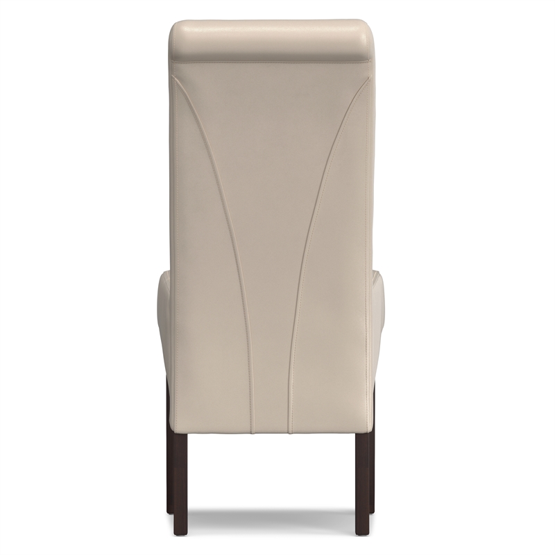 Avalon Transitional Deluxe Parson Dining Chair (2pc) in Satin Cream Faux Leather