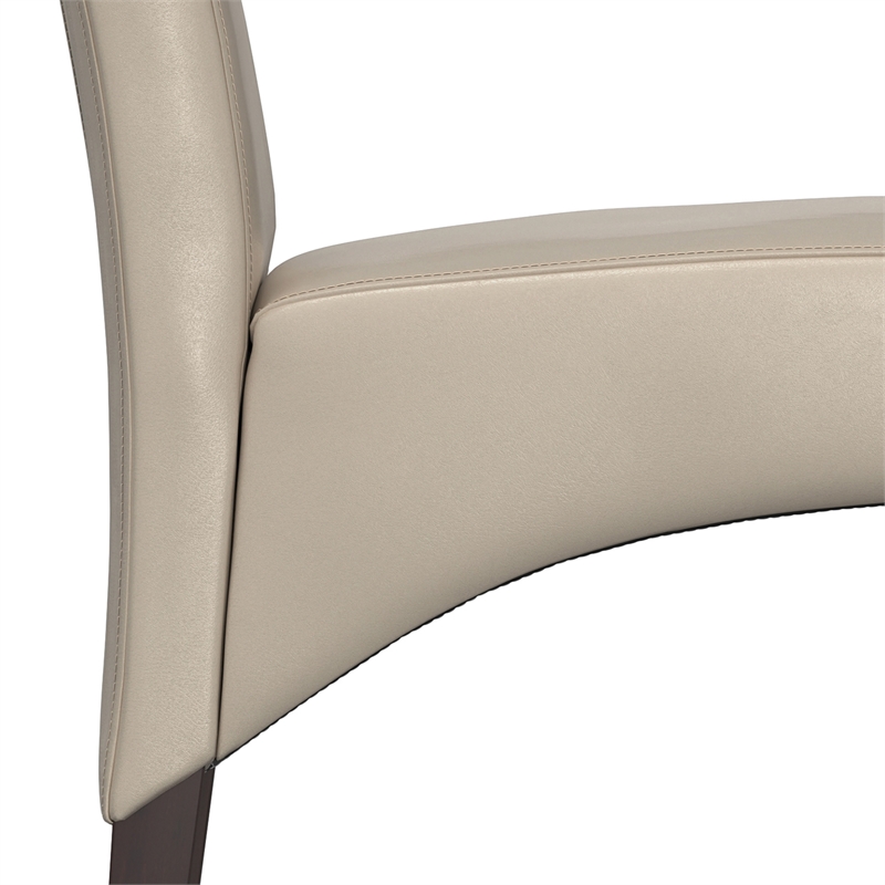 Avalon Transitional Deluxe Parson Dining Chair (2pc) in Satin Cream Faux Leather