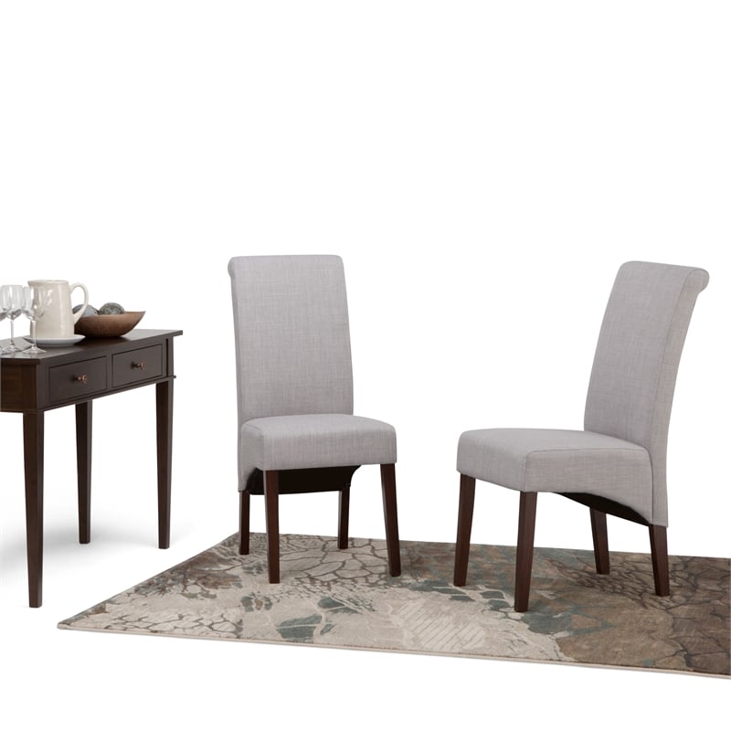 Avalon Deluxe Parson Dining Chair (Set of 2) in Dove Gray Linen Look Fabric