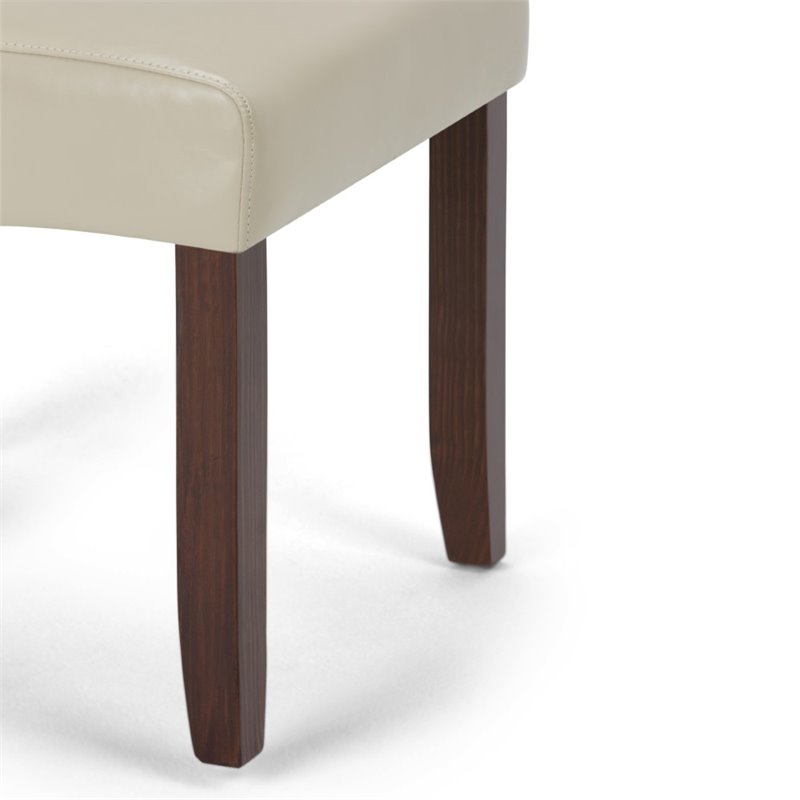 Cosmopolitan Deluxe Tufted Parson Chair (Set of 2) in Satin Cream Faux Leather