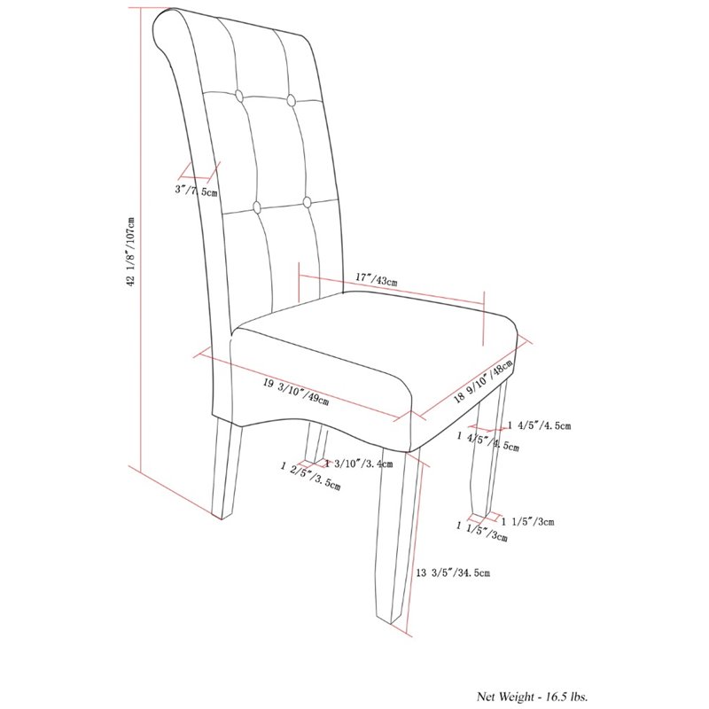 Cosmopolitan Deluxe Tufted Parson Chair (Set of 2) in Satin Cream Faux Leather