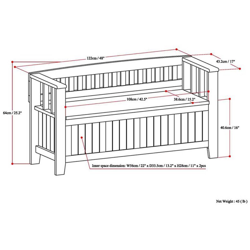 Simpli Home Acadian Entryway Storage Bench In Tobacco Brown Ax2370