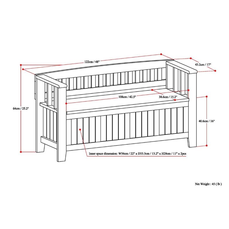 Simpli Home Acadian Solid Wood 48 