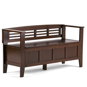 simpli home adams rustic solid wood entryway storage bench