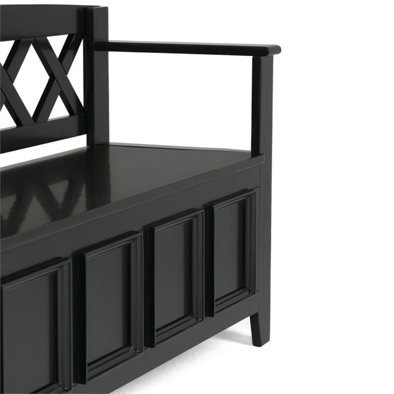 Amherst 48 inch Wide Solid Wood Transitional Entryway Bench in Black