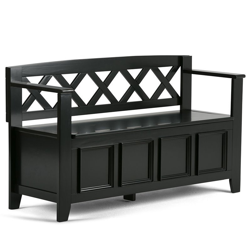 Simpli Home Amherst Entryway Storage Bench in Black | Cymax Business