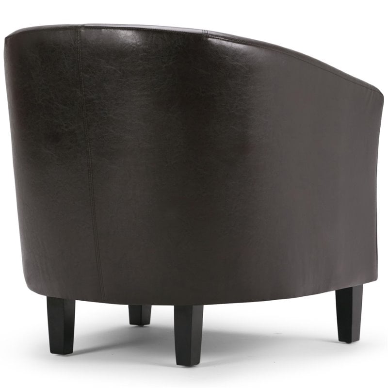 Simpli Home Austin Faux Leather Tub Chair In Dark Brown Axctub 001
