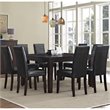 Simpli Home Acadian Transitional 9 Pc Dining Set with 8 Upholstered Parson Chairs in Midnight Black Faux Leather