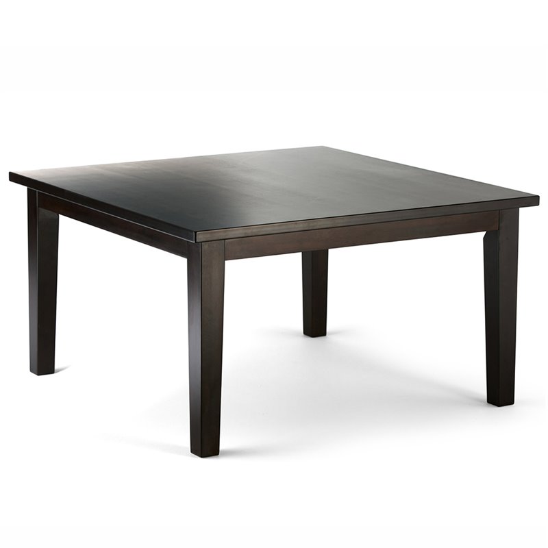 Simpli Home Acadian Transitional 9 Pc Dining Set with 8 Upholstered Parson Chairs in Midnight Black Faux Leather