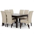 Avalon 9 Pc Dining Set with 6 Dining Chairs in Satin Cream Faux Leather
