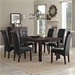 Cosmopolitan 7 Pc Dining Set with 6 Dining Chairs in Midnight Black Faux Leather
