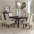 Cosmopolitan 7 Pc Dining Set with 6 Dining Chairs in Cream Faux Leather