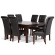 Cosmopolitan 9 Pc Dining Set with 8 Dining Chairs in Midnight Black Faux Leather