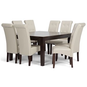 Cosmopolitan 9Pc Dining Set with 8 Dining Chairs in Cream Faux Leather