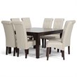 Cosmopolitan 9Pc Dining Set with 8 Dining Chairs in Cream Faux Leather