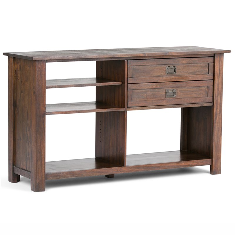 Simpli Home Monroe 2 Drawer Console Table In Distressed Charcoal
