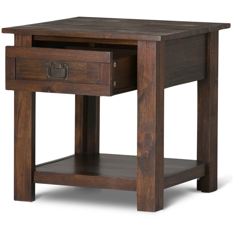 End Table in Distressed Charcoal Brown AXCMON03