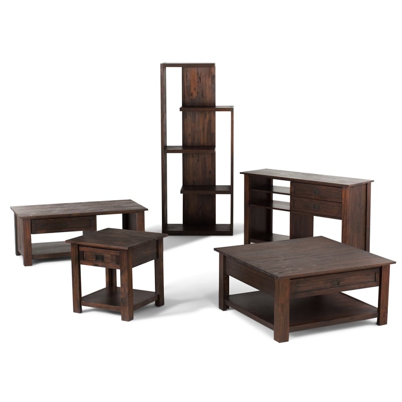 Simpli Home Monroe Coffee Table in Distressed Charcoal Brown