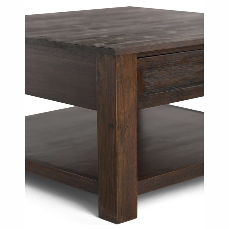 Simpli Home Monroe Coffee Table in Distressed Charcoal Brown