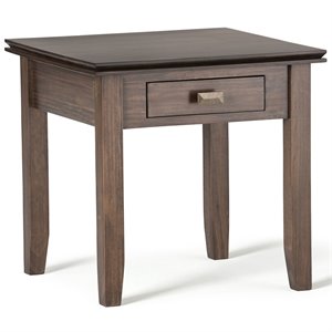 Simpli Home Artisan Wood 21&quot Square Transitional End Side Table in Natural Brown