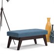 Draper 40 in. W Solidwood Tufted Ottoman Bench in Denim Blue Linen Look Fabric