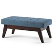 Draper 40 in. W Solidwood Tufted Ottoman Bench in Denim Blue Linen Look Fabric