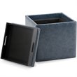 Simpli Home Rockwood Storage Ottoman in Denim Blue