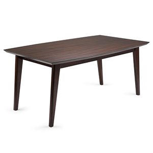 Draper Solid Wood 66 inch x 40 inch Rectangle Modern Dining Table in Java Brown