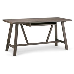 Simpli Home Dylan Solid Wood Industrial 60 &quot Writing Office Desk in Driftwood