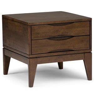 Simpli Home Harper 22&quot Wide Solid Wood Modern End Table in Walnut Brown