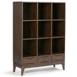 Simpli Home Harper Solid Hardood Cube Storage Bookcase in Walnut Brown