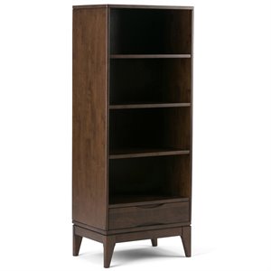 simpli home harper 4 shelf 1 drawer solid hardwood bookcase