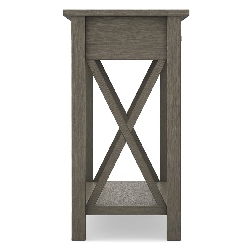 Simpli Home Kitchener Console Table in Farmhouse Gray