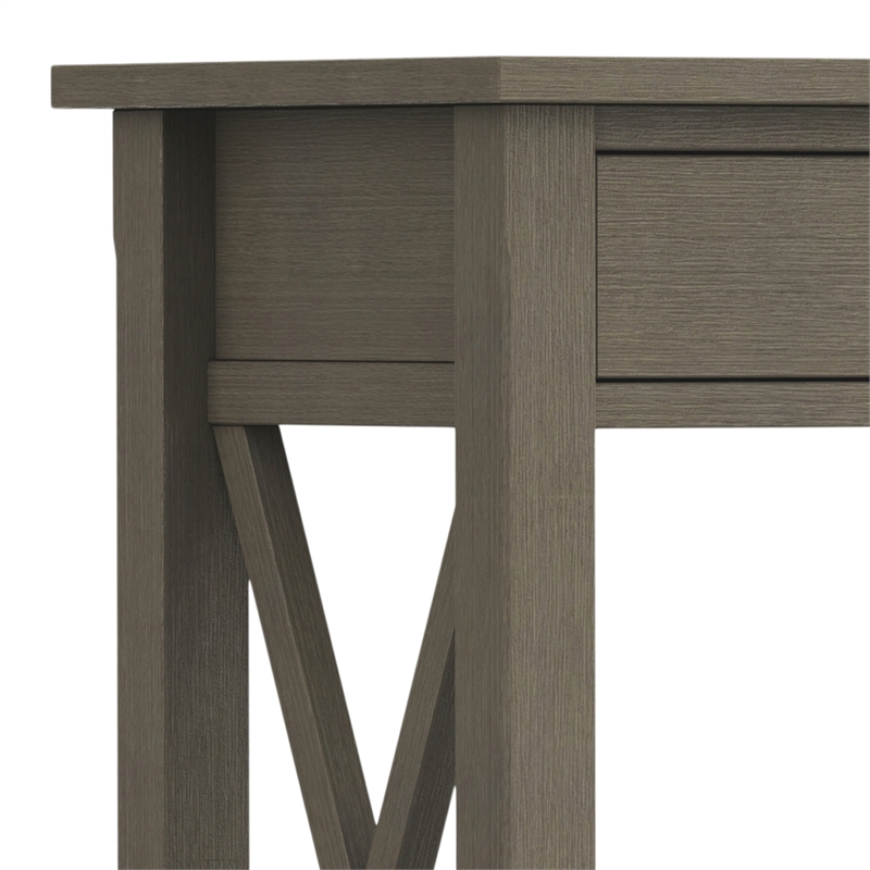 Simpli Home Kitchener Console Table in Farmhouse Gray