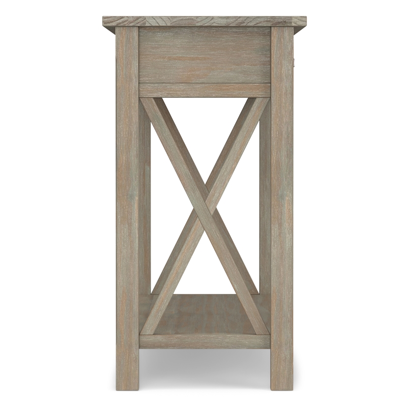Simpli Home Kitchener Console Table in Distressed Gray