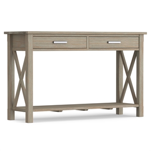 Simpli Home Kitchener Console Table in Distressed Gray