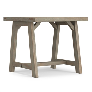 Sawhorse 22&quot W SOLID WOOD Modern Industrial End Side Table in Distressed Gray