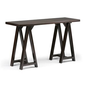 Simpli Home Sawhorse Console Table in Dark Chestnut Brown