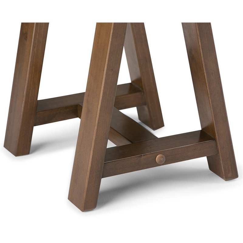 Simpli Home Sawhorse Console Table in Medium Saddle Brown