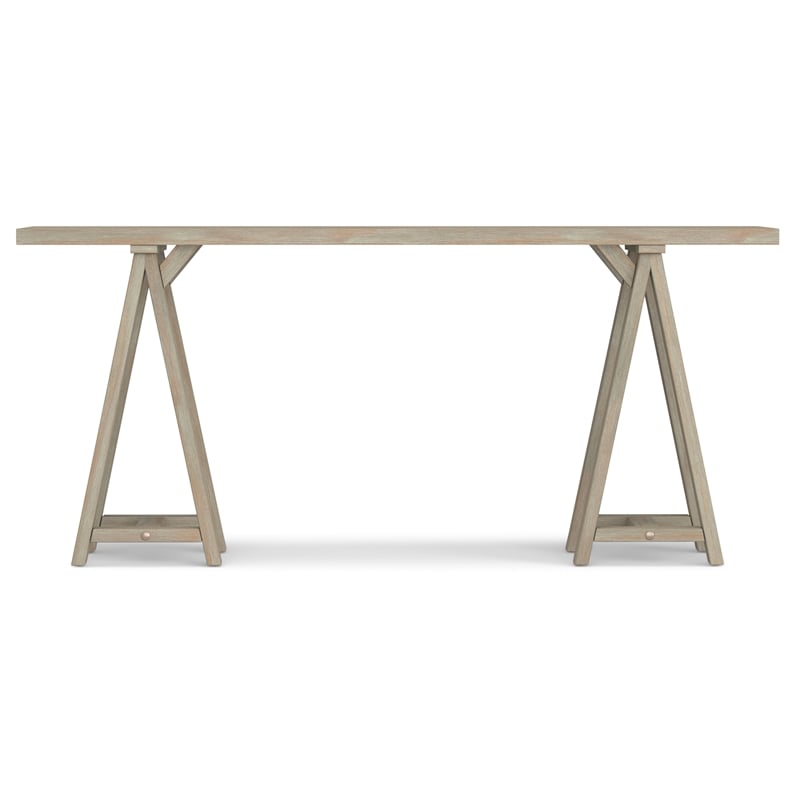 Simpli Home Sawhorse Wood Console Table in Distressed Gray