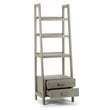 Simpli Home Sawhorse 4 Shelf Ladder Bookcase in Gray