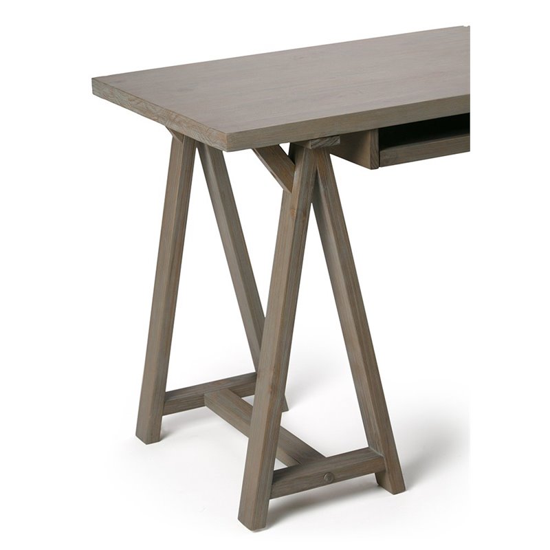 Simpli Home Sawhorse Computer Desk in Distressed Gray - 3AXCSAW-07-GR