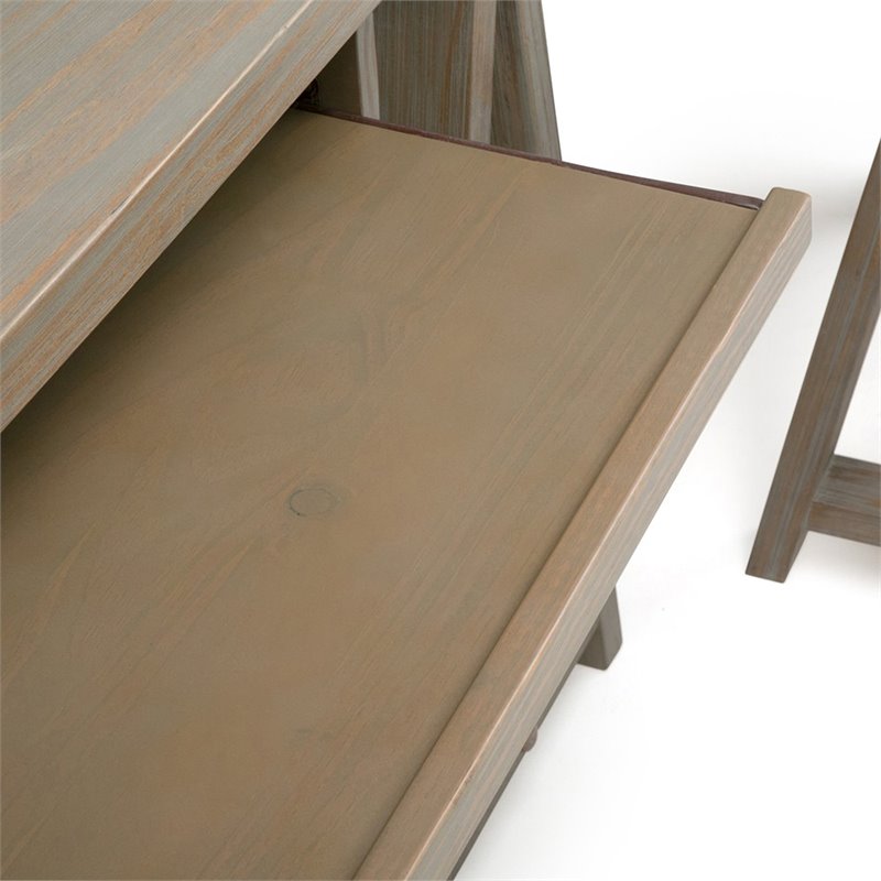 Simpli Home Sawhorse L Shaped Computer Desk In Distressed Simpli Home Sawhorse L Shaped Computer Desk In Distressed Gray