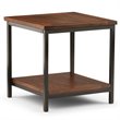 Skyler 22 in. W SOLID MANGO WOOD and Metal End Side Table in Dark Cognac Brown