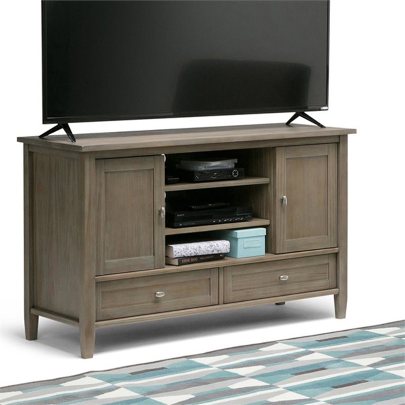 Simpli Home Warm Shaker 47 Tv Stand In Distressed Gray Image Is Loading Simpli Home Warm Shaker 47 034 Tv Stand