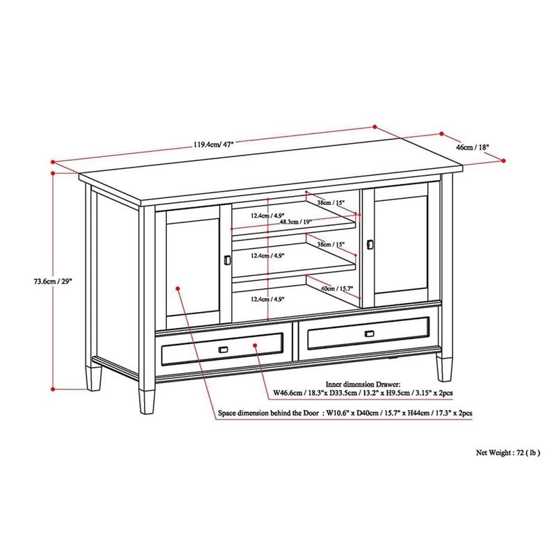 Simpli Home Warm Shaker Wood 47