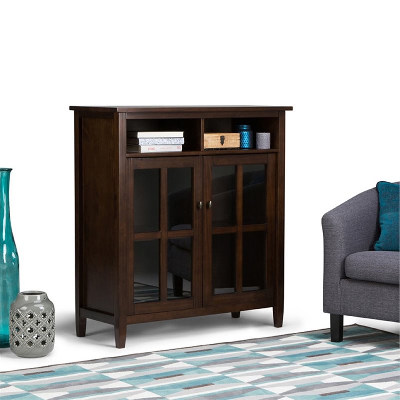 Warm Shaker 39 in. W SOLID WOOD Medium Storage Media Cabinet in Tobacco Brown