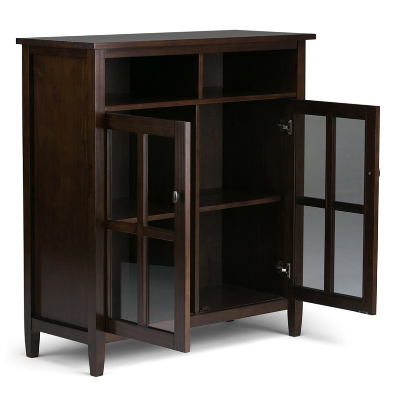 Warm Shaker 39 in. W SOLID WOOD Medium Storage Media Cabinet in Tobacco Brown
