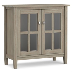 Simpli Home Warm Shaker Wood 32&quot Transitional Low Cabinet in Gray